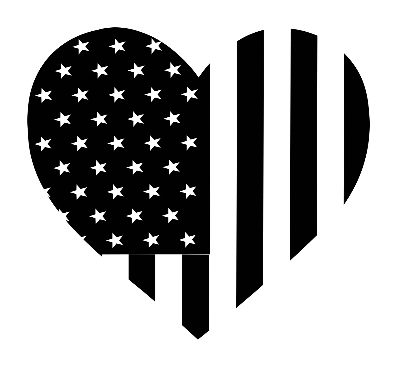 Keychain Heart Shape With Stripes And Stars graphic symbol