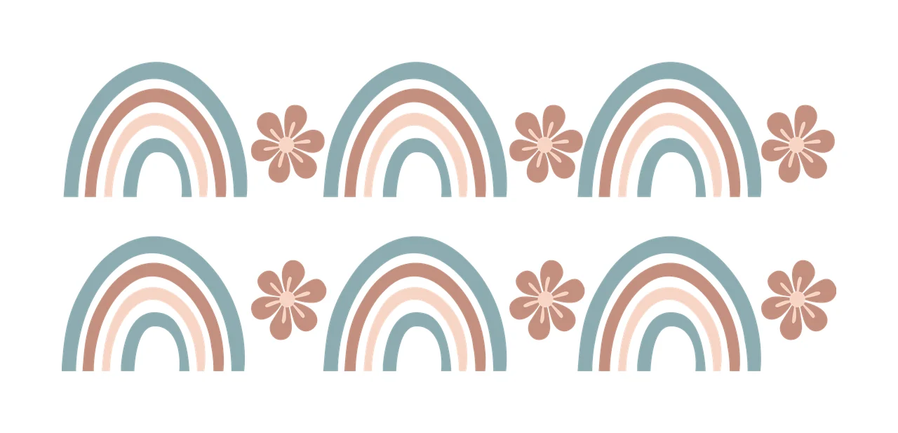 Can Glass Wrap Rainbow And Flower Repeating Border aligning