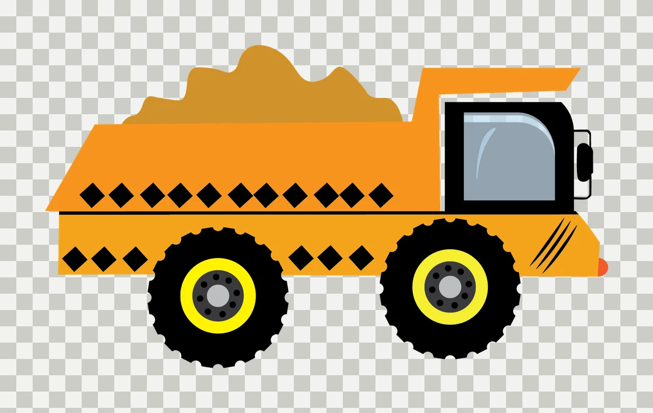 Loaded Truck Silhouette With Square Patterns transporting mound transparency and detail preview thumbnail