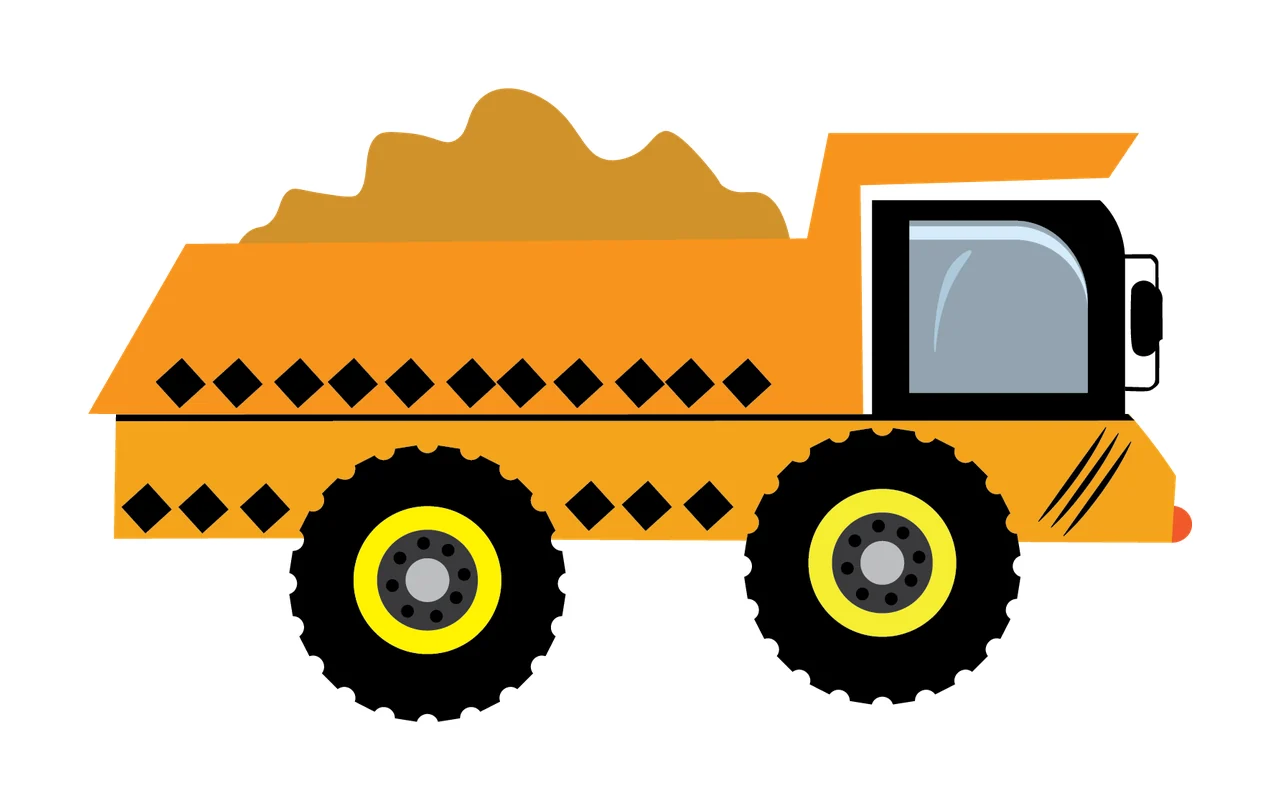 Loaded Truck Silhouette With Square Patterns transporting mound
