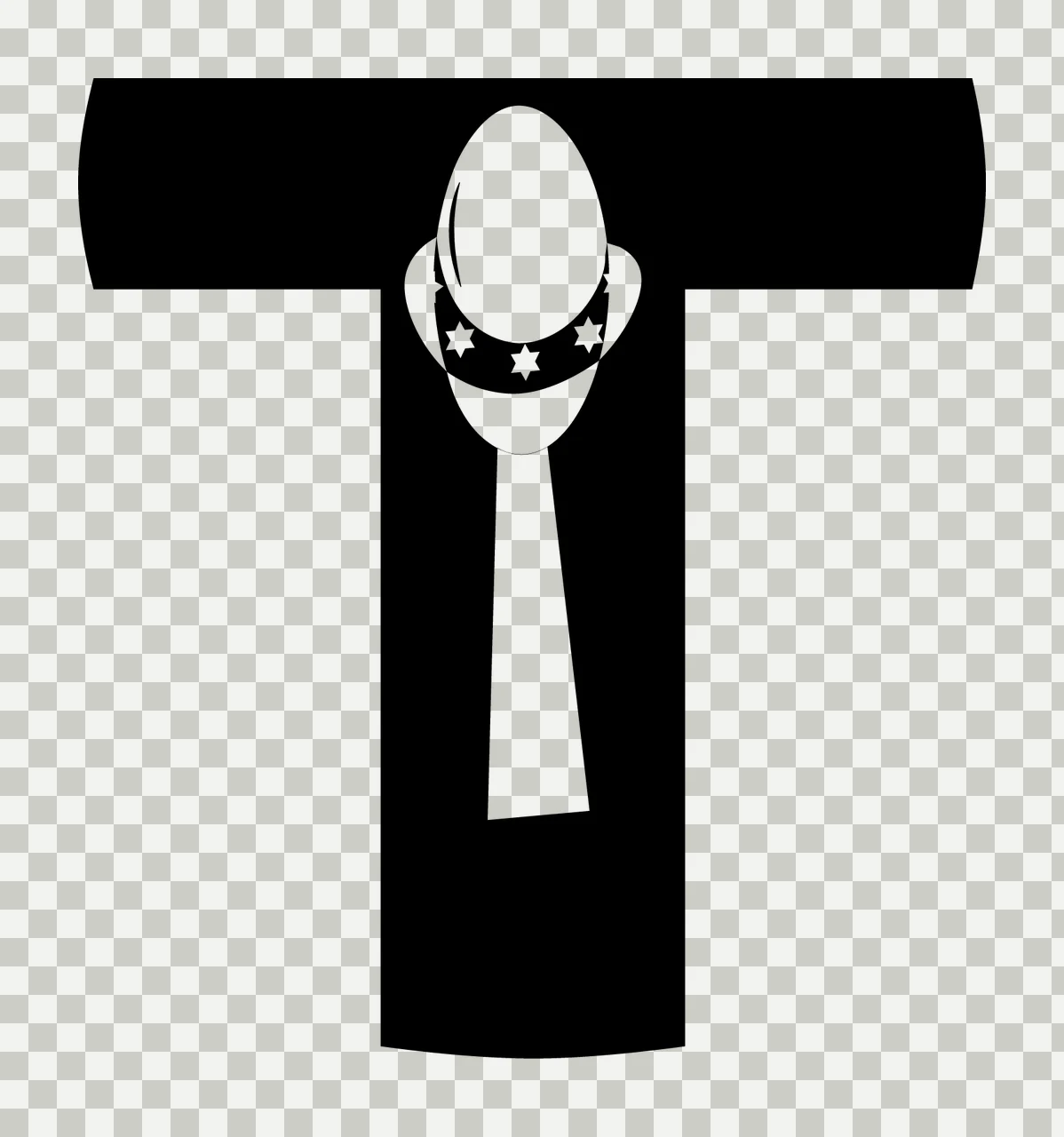 T Letter With Football And Strip In Black transparency and detail preview thumbnail