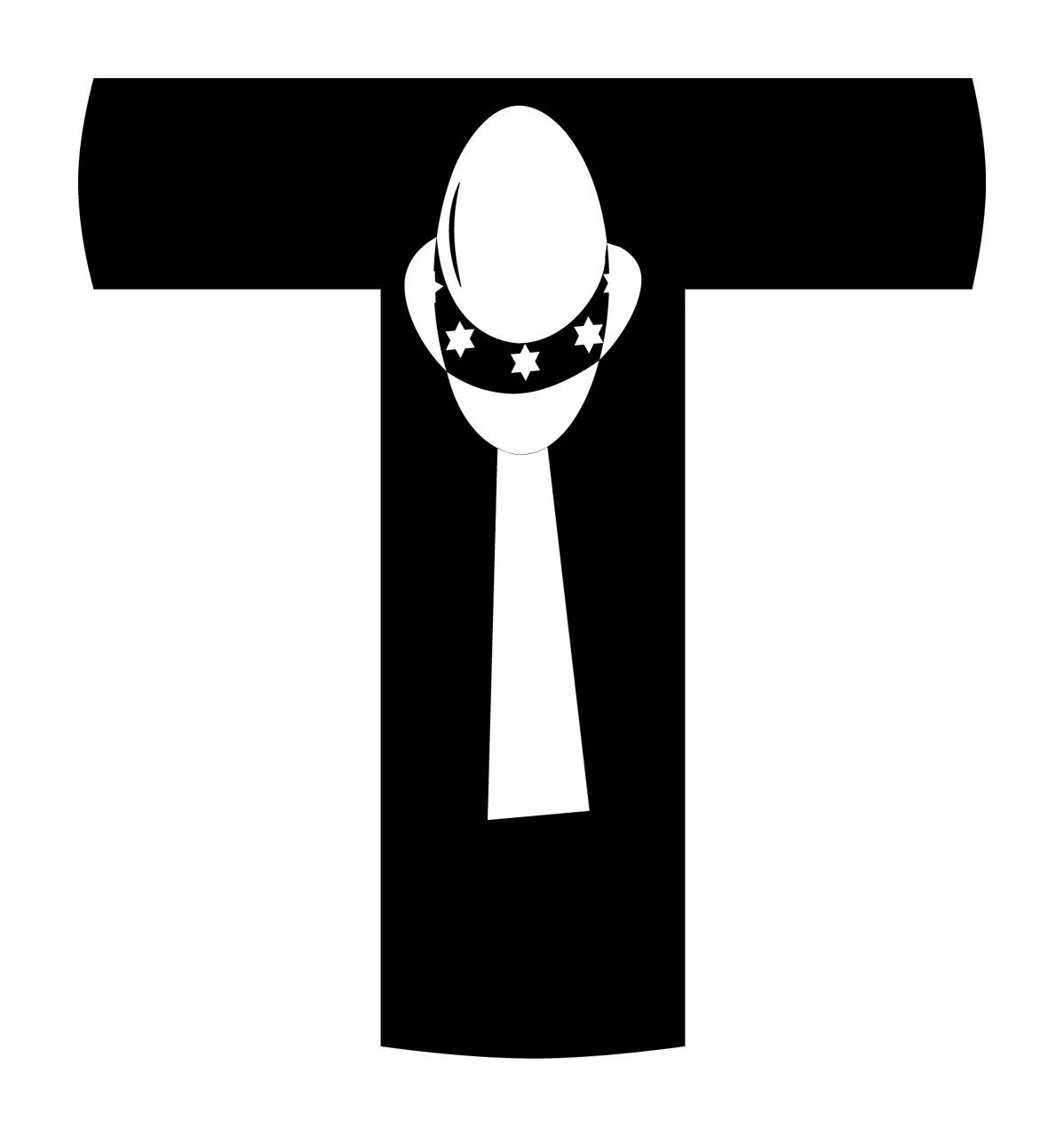 T Letter With Football And Strip In Black