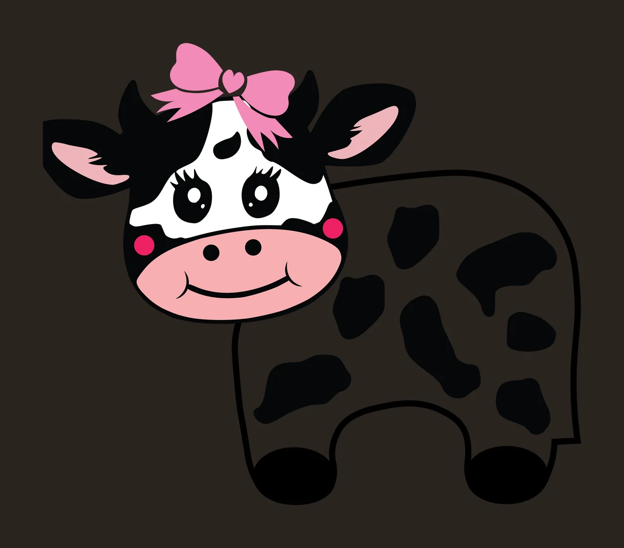 Cow Spotted Silhouette With Bow standing spots black white contrast preview thumbnail
