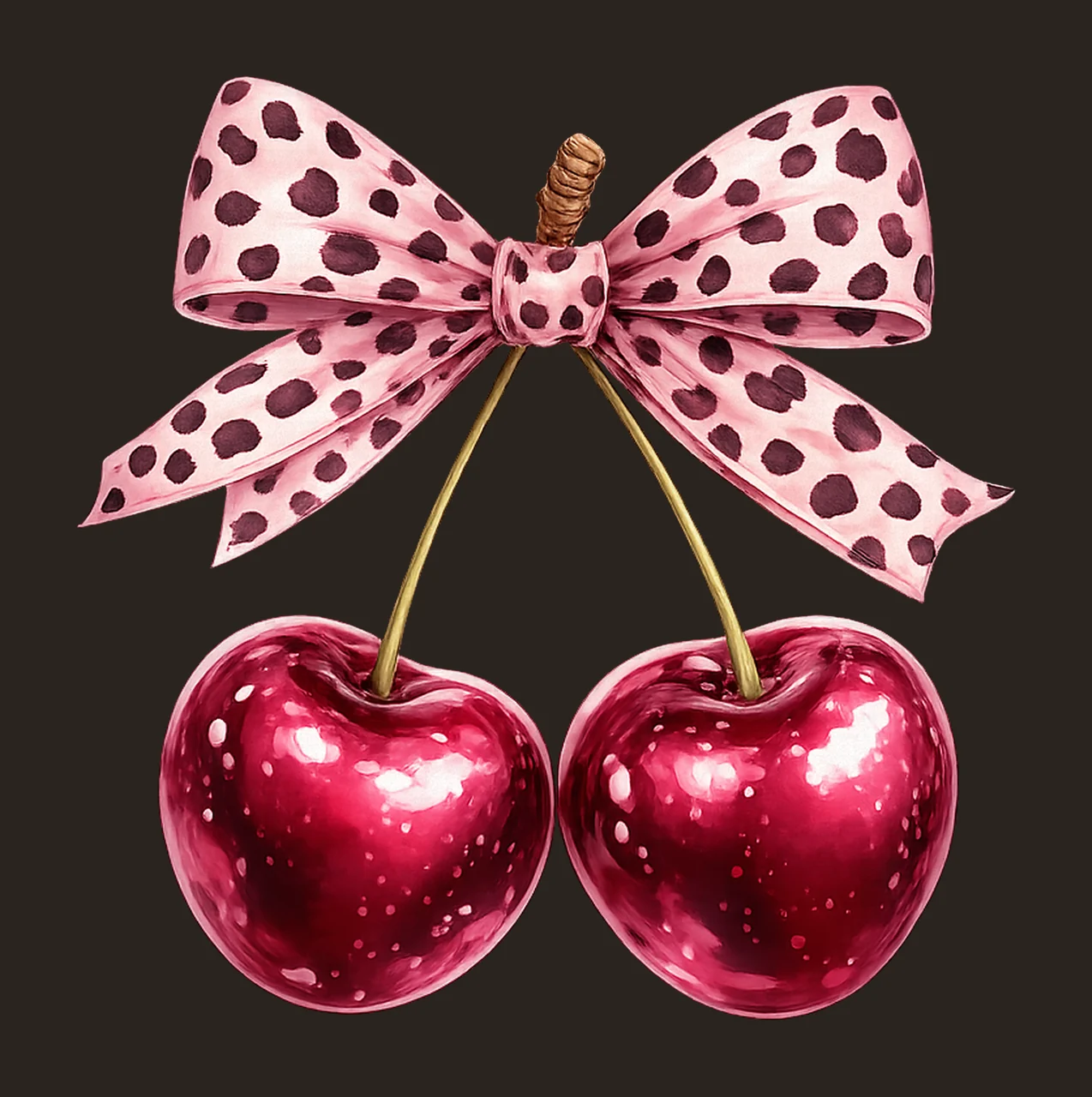 Coquette Cherry Bow and Cherry Animal Print Cherry Bow contrast preview thumbnail
