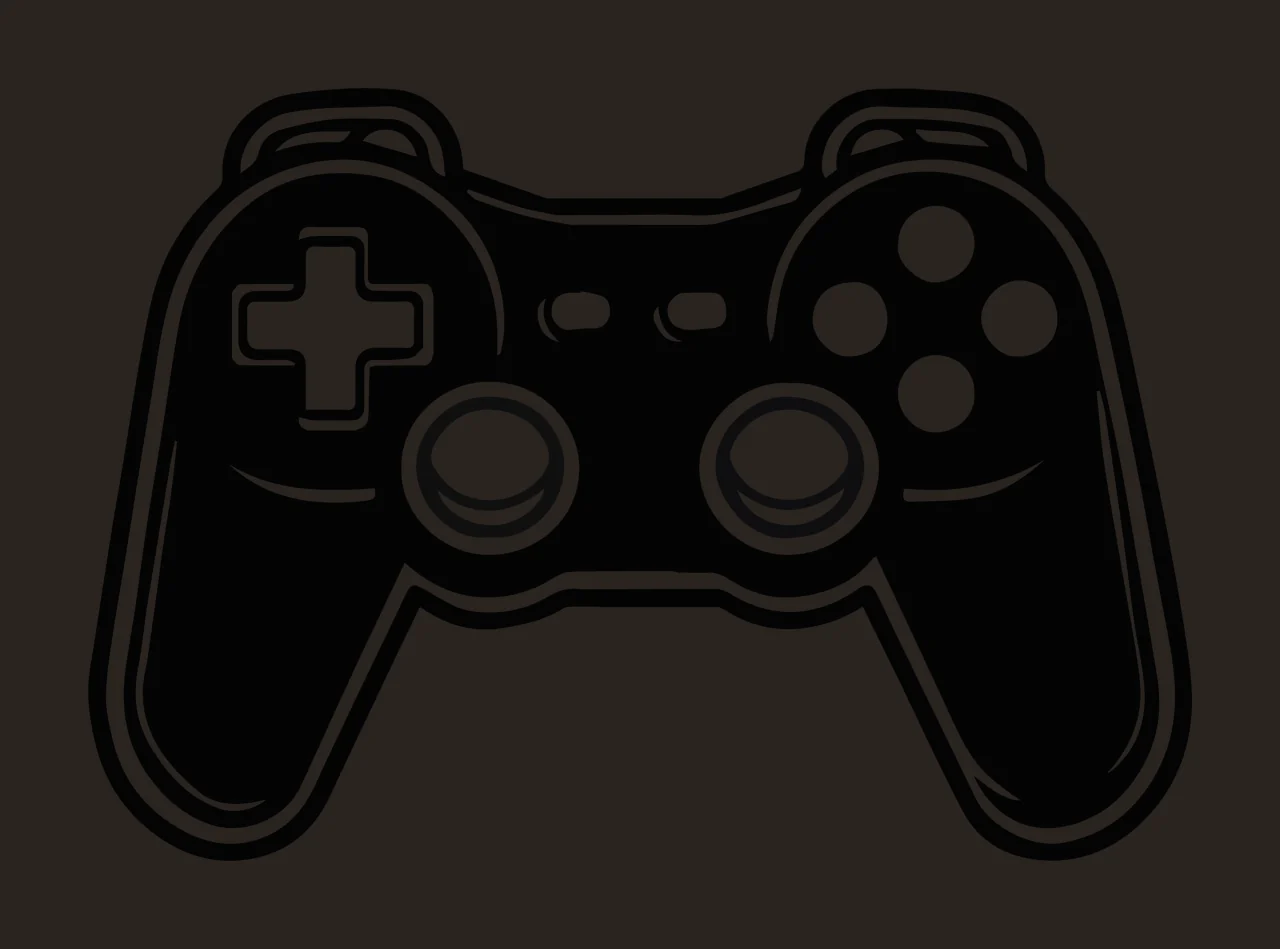 Detailed Game Controller Silhouette With Buttons And Analog static contrast preview thumbnail