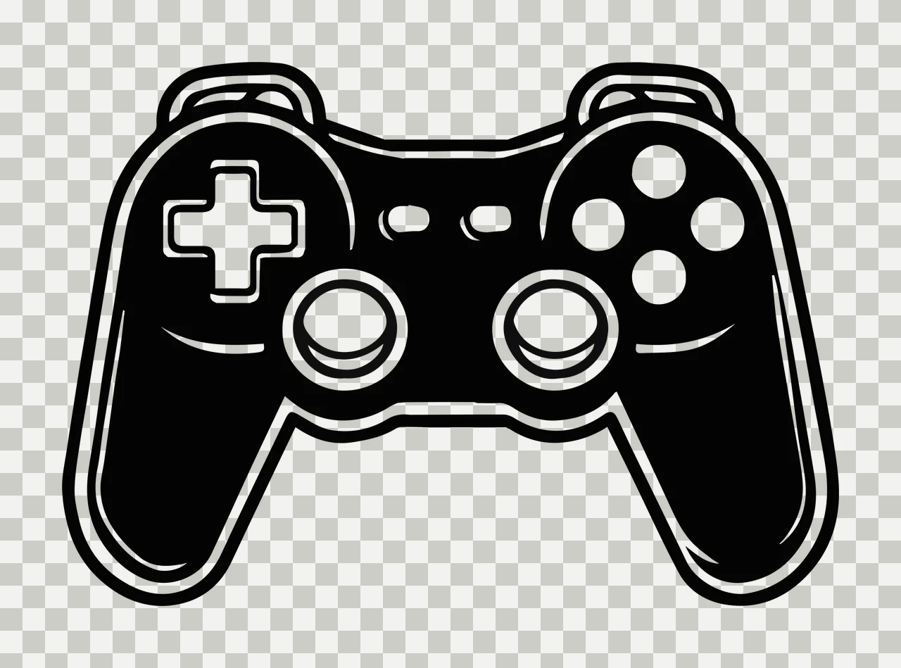 Detailed Game Controller Silhouette With Buttons And Analog static transparency and detail preview thumbnail