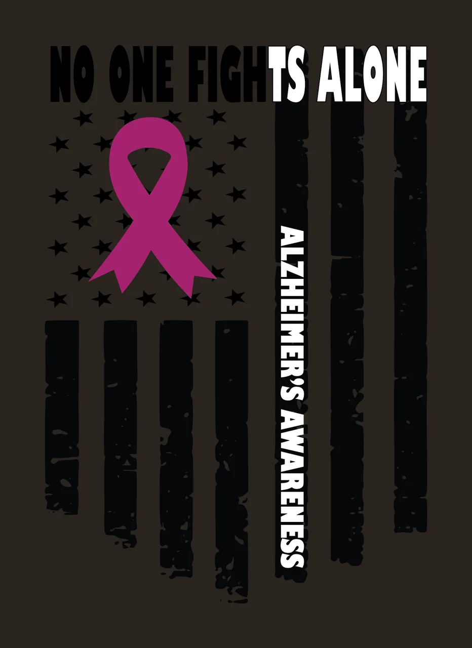 No One Fights Alone Flag Ribbon waving stars stripes black contrast preview thumbnail
