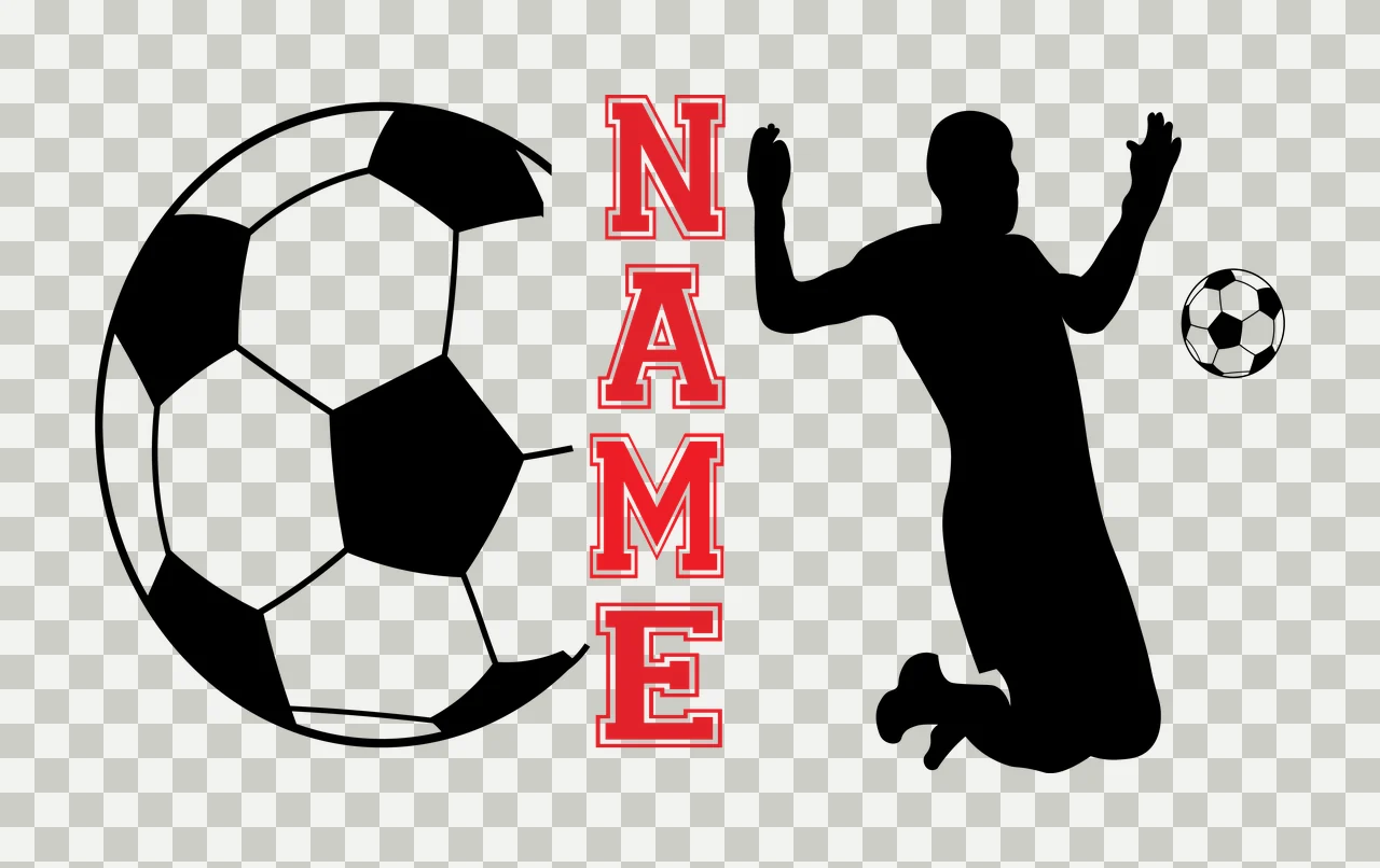 Soccer Name Silhouette Of Person Jumping With Ball black Variation transparency and detail preview thumbnail