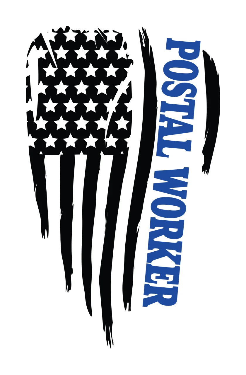 Postal Worker Flag Text With Motif stars stripes distressed graphic