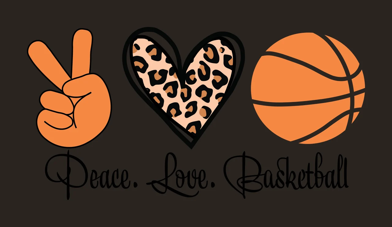 Peace Love Basketball Text Icon Set and symbols sign hand gesture contrast preview thumbnail