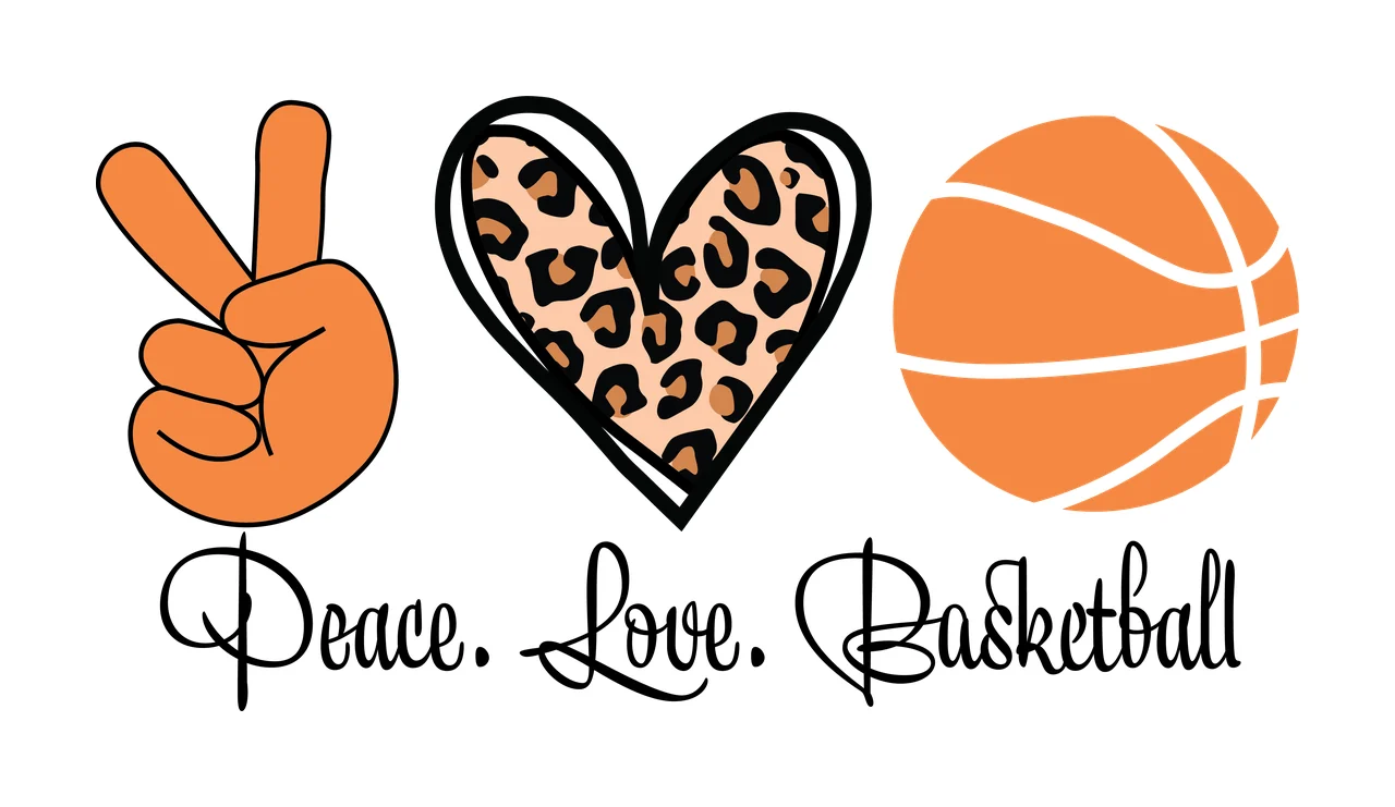Peace Love Basketball Text Icon Set and symbols sign hand gesture