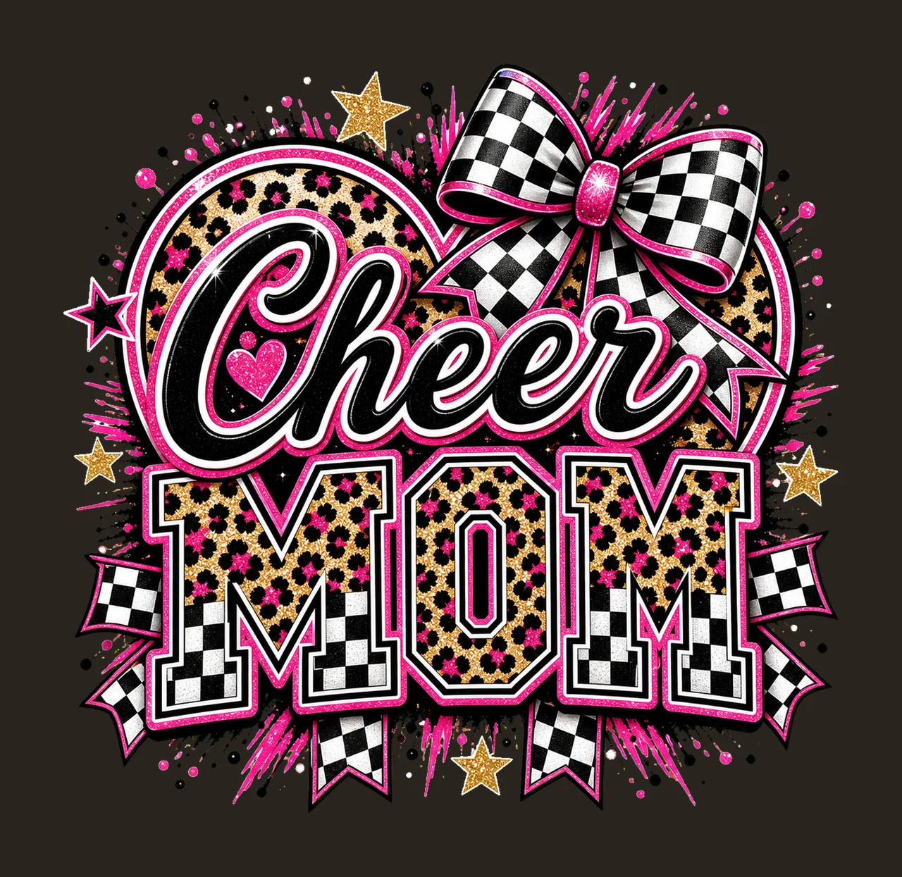 Checkered Coquette Cheer Mom Cheerleader Team Variation C contrast preview thumbnail