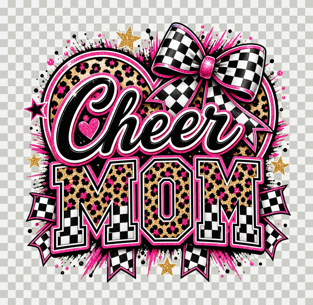 Checkered Coquette Cheer Mom Cheerleader Team Variation C transparency and detail preview thumbnail