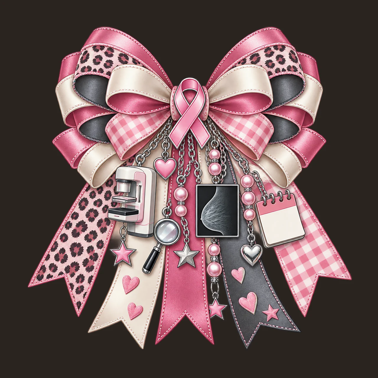 Mammography Awareness PNG, Pink Ribbon and Mammography Machine Coquette Bow, No Text Sublimation Clipart, Transparent Digital Download contrast preview thumbnail