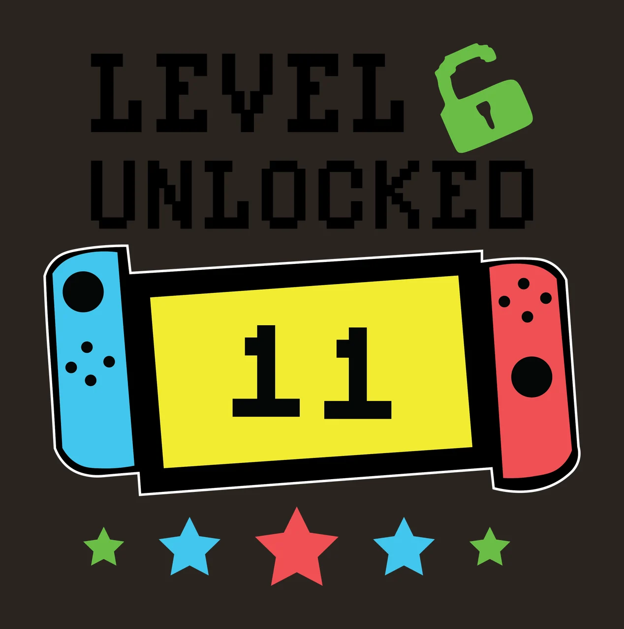 Level Unlocked Typography With Scroll Banner And Five text design contrast preview thumbnail