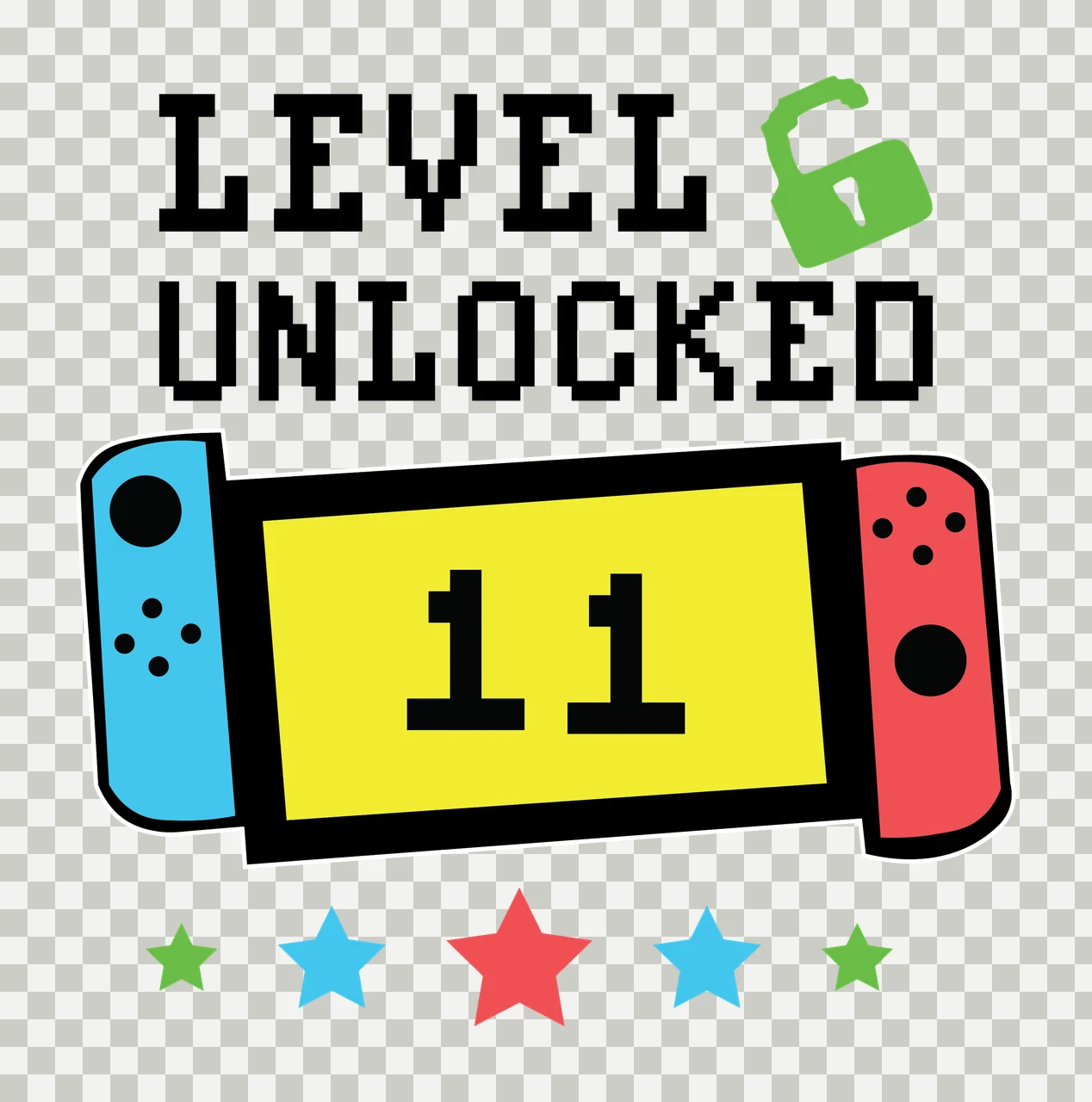 Level Unlocked Typography With Scroll Banner And Five text design transparency and detail preview thumbnail
