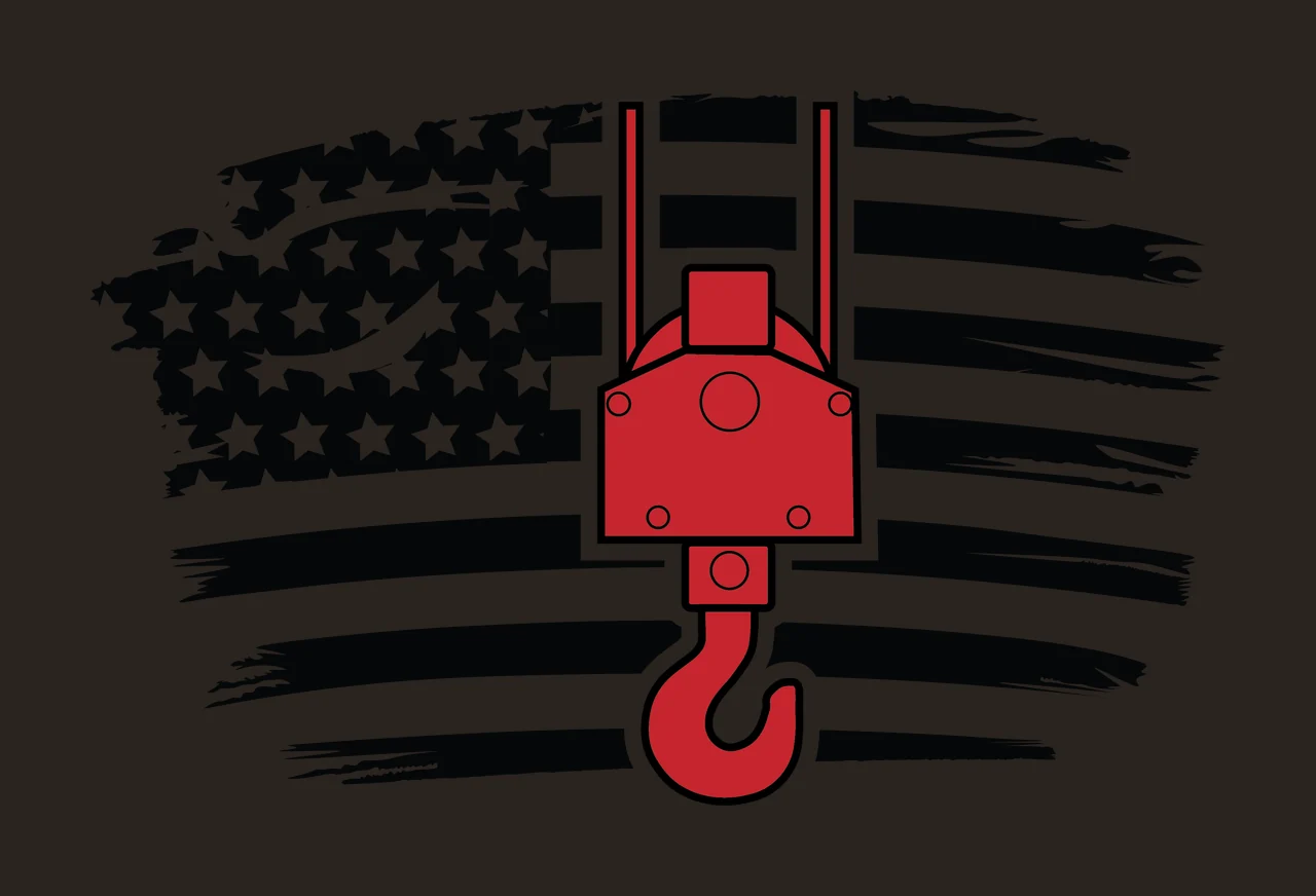 Crane Flag Background With Hook overlaying stars stripes silhouette contrast preview thumbnail