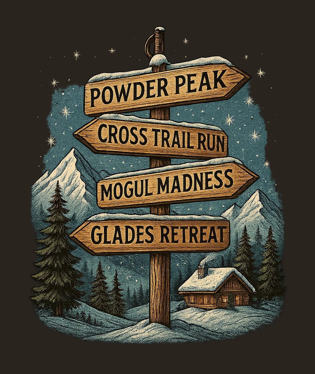 Funny Ski Vacation Sign Hand Drawn Sublimation Design Aprs contrast preview thumbnail