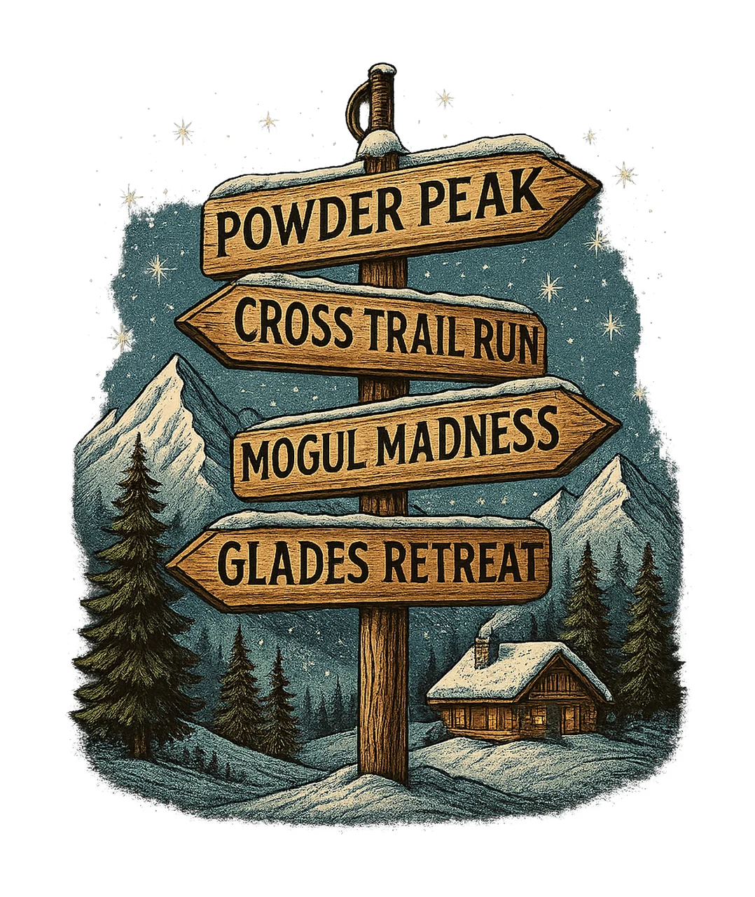 Funny Ski Vacation Sign Hand Drawn Sublimation Design Aprs