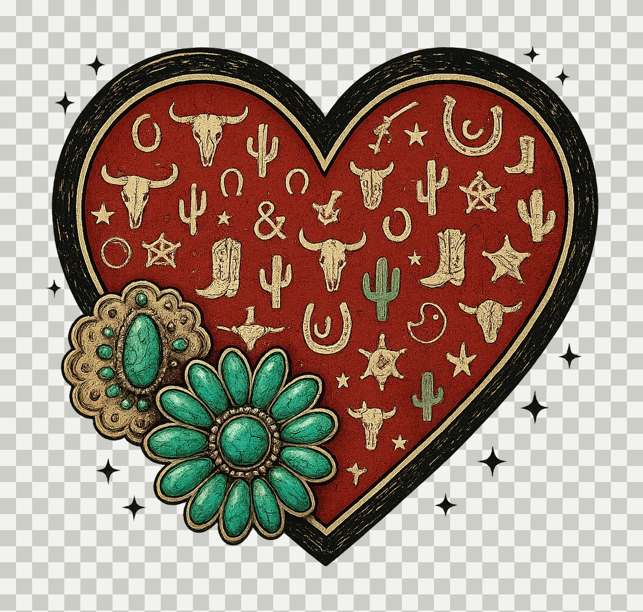 Western Valentine Design Cattle Brand Heart Sublimation Art transparency and detail preview thumbnail