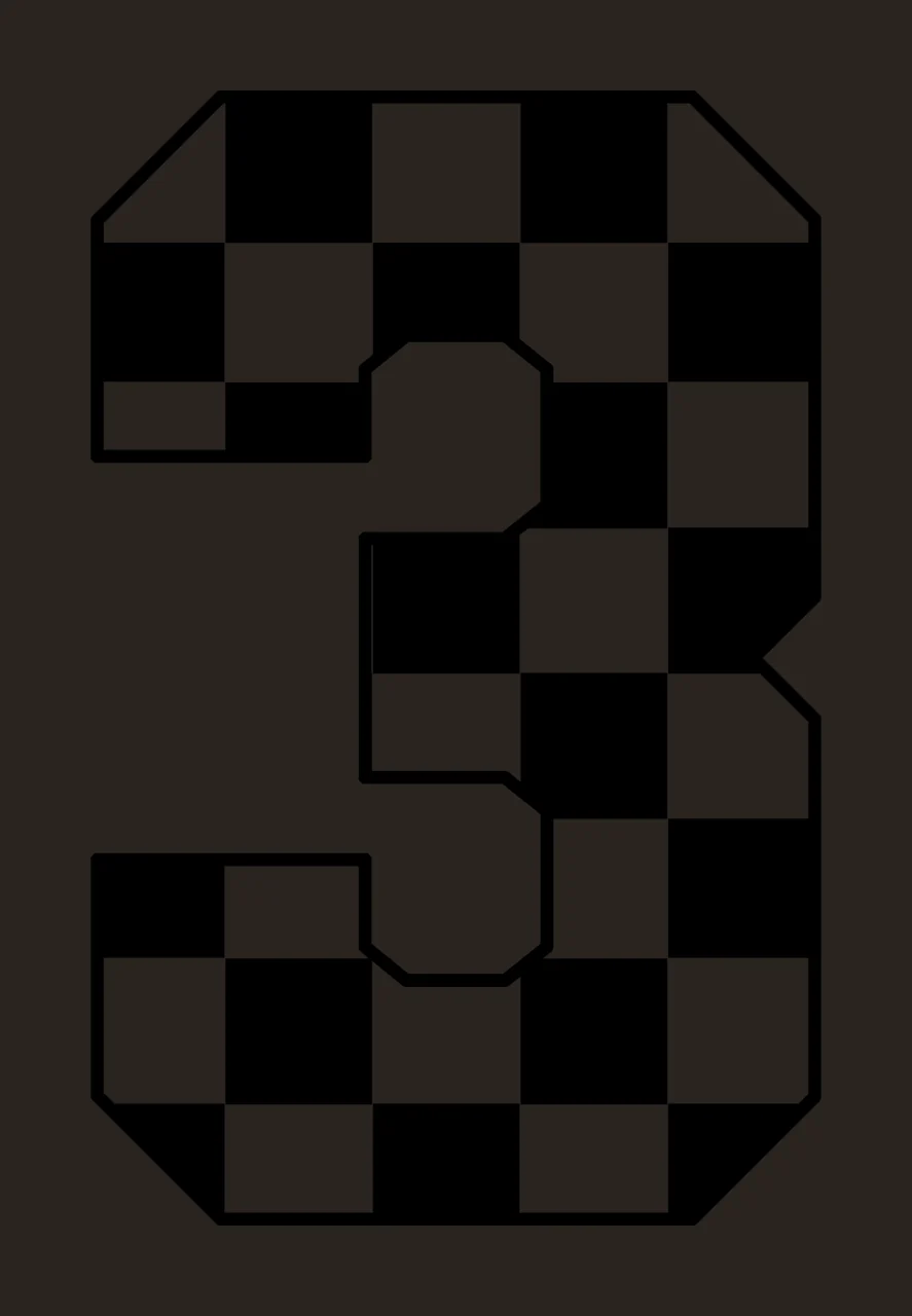 3 Number Three With A Black And White checkerboard pattern contrast preview thumbnail