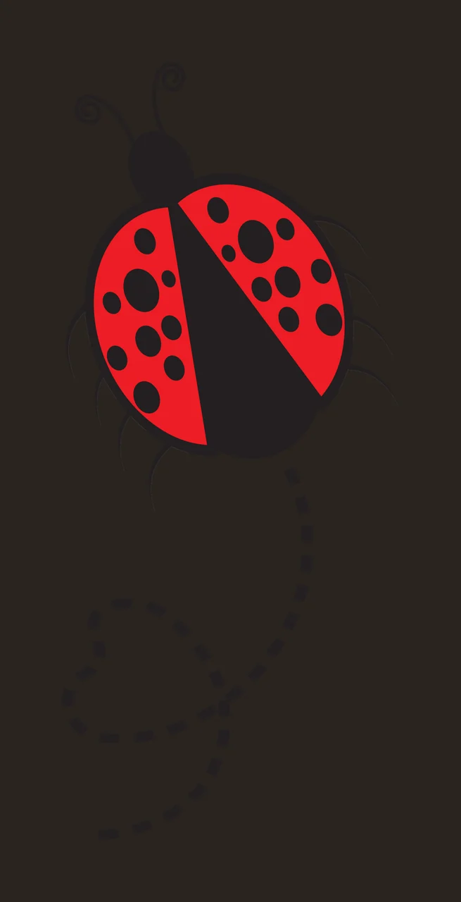 Ladybug with heart-shaped trail Illustration with red ladybug with black spots, black antennae, black legs and dashed line forming a heart contrast preview thumbnail
