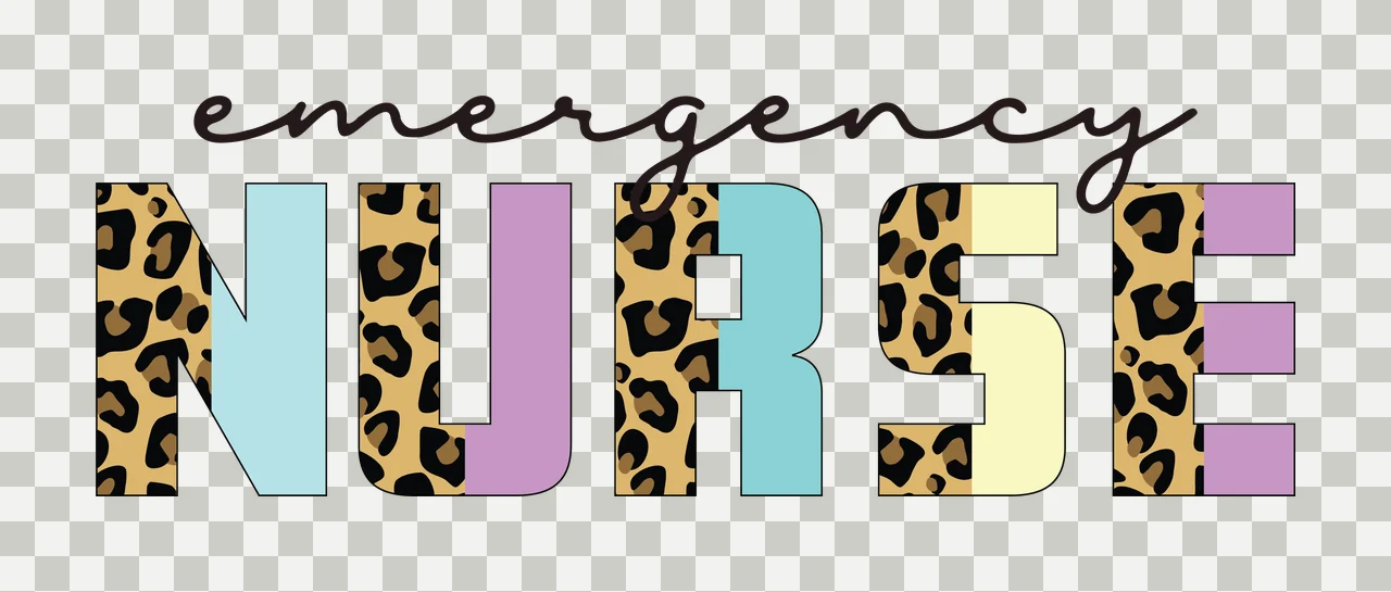 Emergency Nurse Text With Patterned Letters pattern black white transparency and detail preview thumbnail
