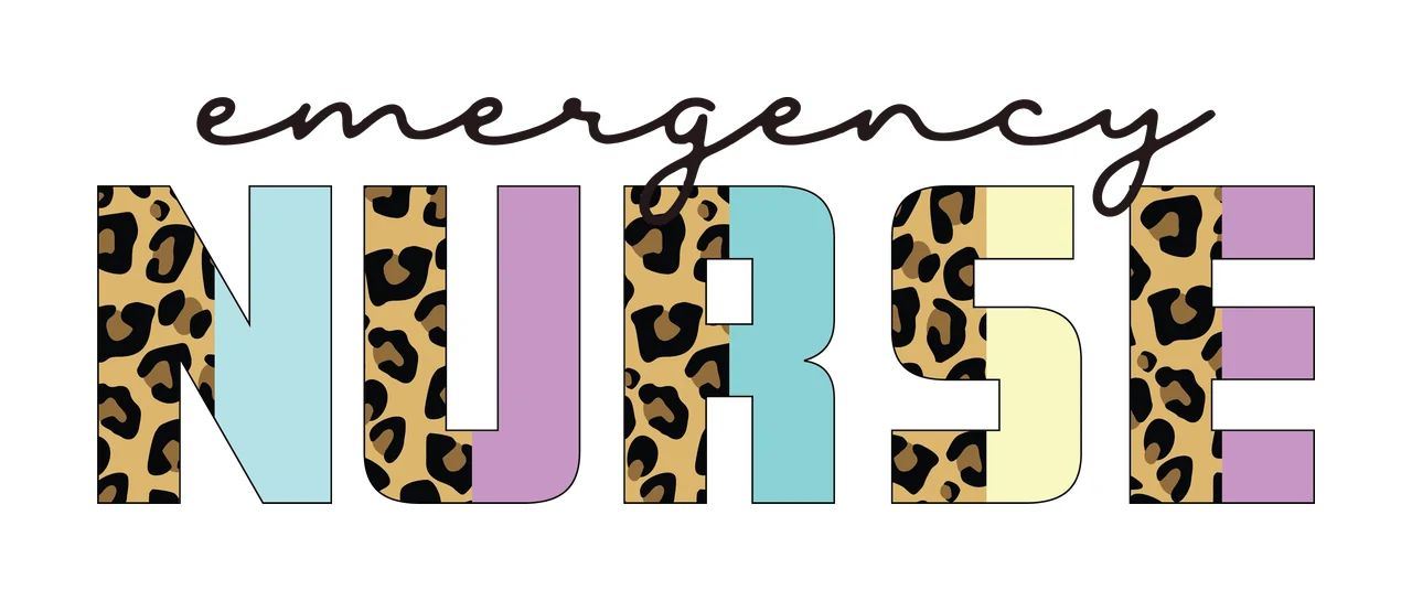 Emergency Nurse Text With Patterned Letters pattern black white