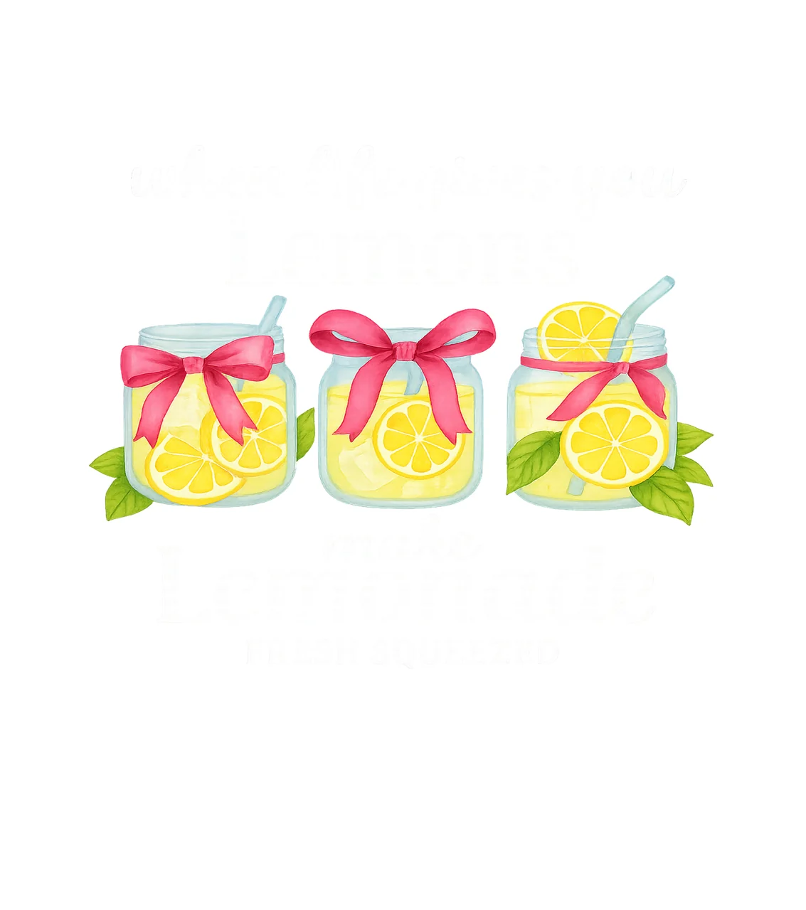 Mason Jars Displaying Lemonade With Lemon Slices bows straws