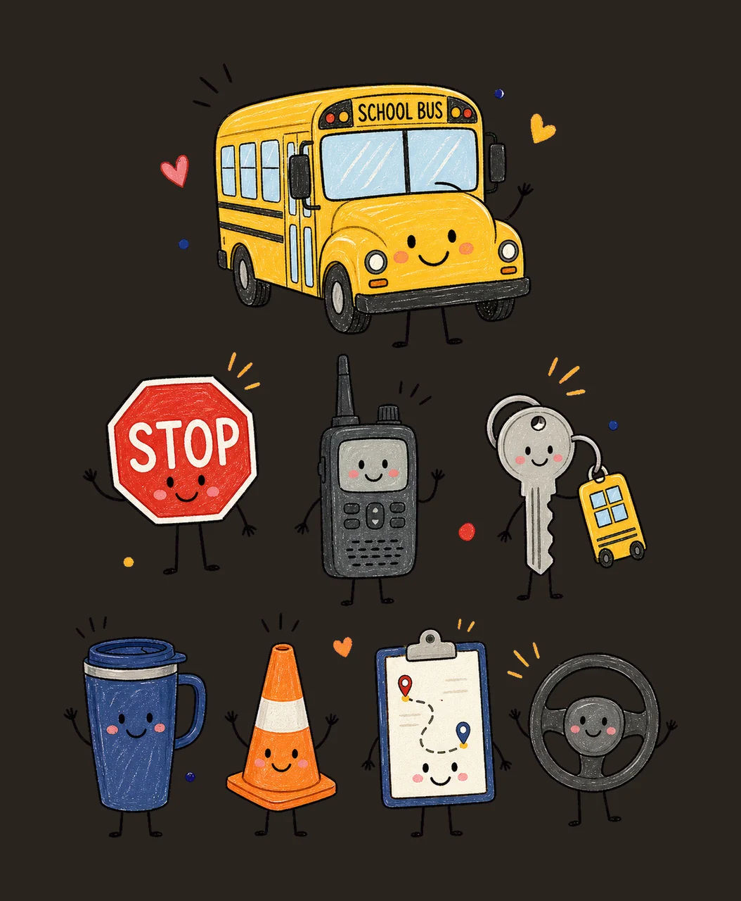 Bus Driver Doodle Character School Bus Driver Variation D contrast preview thumbnail