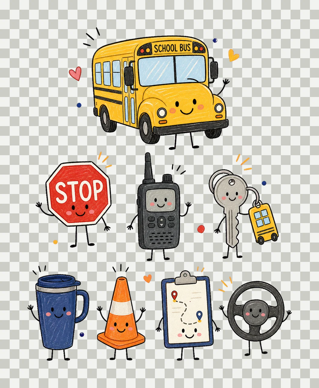Bus Driver Doodle Character School Bus Driver Variation D transparency and detail preview thumbnail