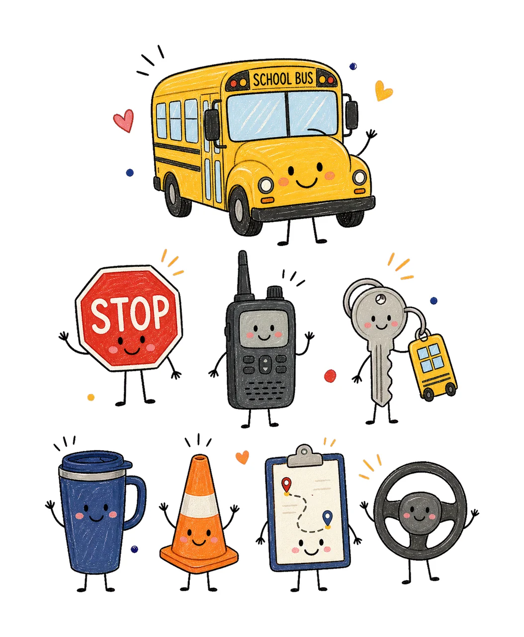 Bus Driver Doodle Character School Bus Driver Variation D