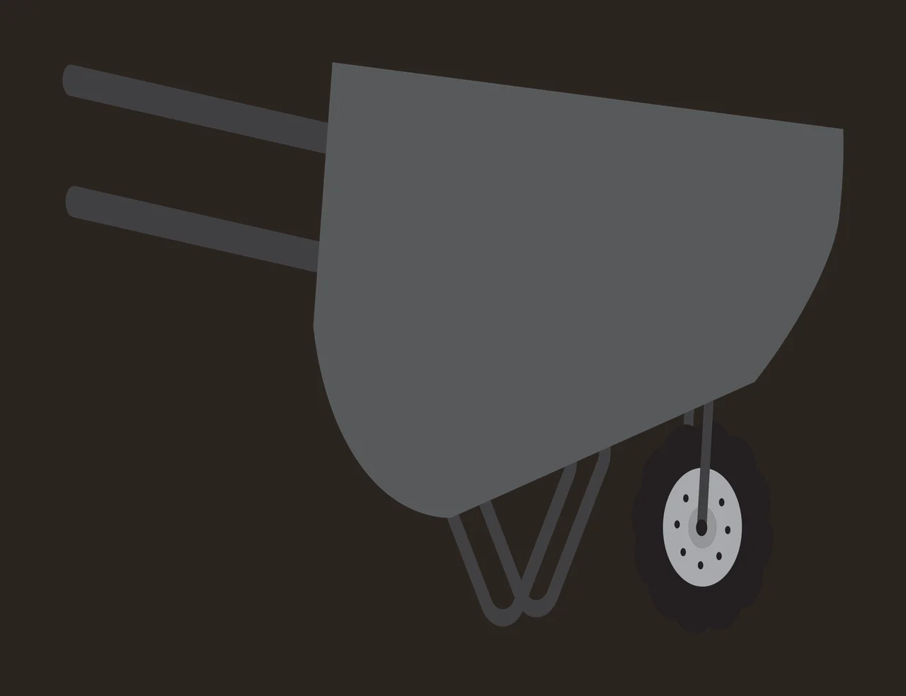 Wheelbarrow with wheel, handles in black Minimalist silhouette Style contrast preview thumbnail