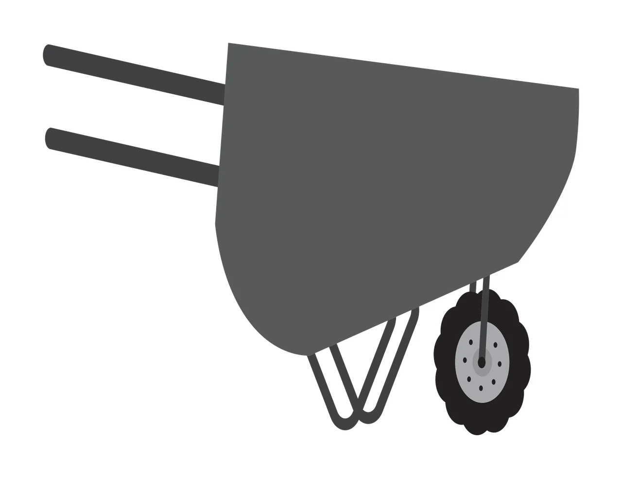 Wheelbarrow with wheel, handles in black Minimalist silhouette Style