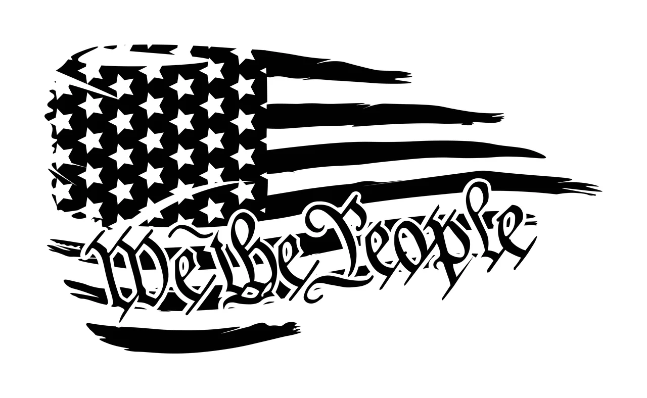 We The People Distressed Flag Graphic waving stars stripes