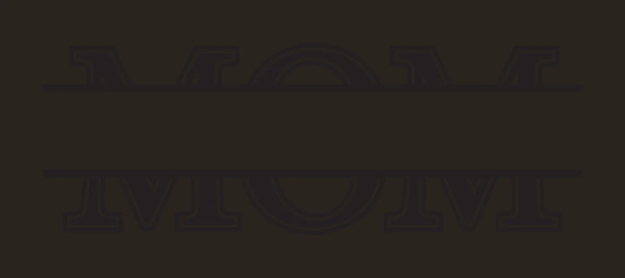 MOM Monogram Design with split monogram, serif lettering, horizontal lines and blank central space in black and white contrast preview thumbnail