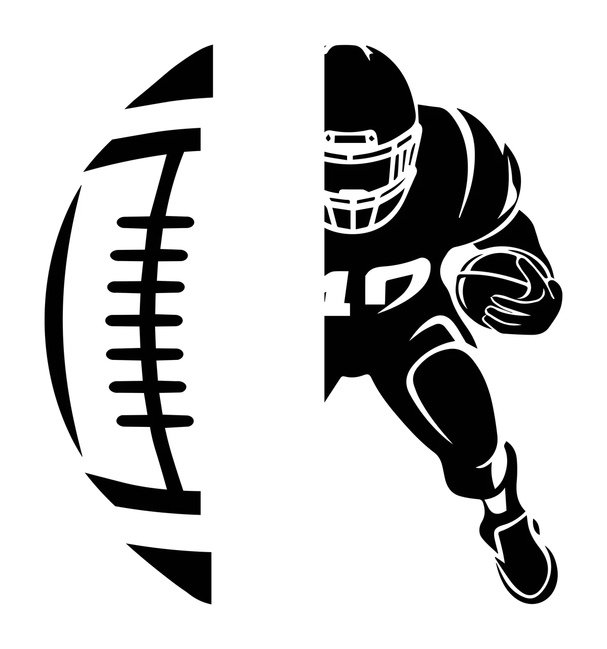 Football Ball And Player Silhouette person holding black white
