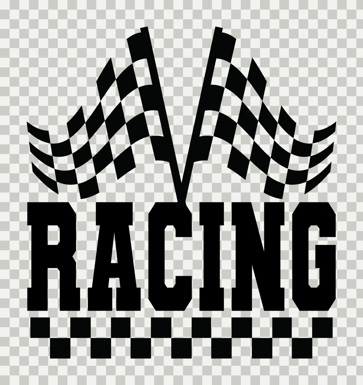 Racing Text With Dual Checkered Flags And Bottom Decorating transparency and detail preview thumbnail
