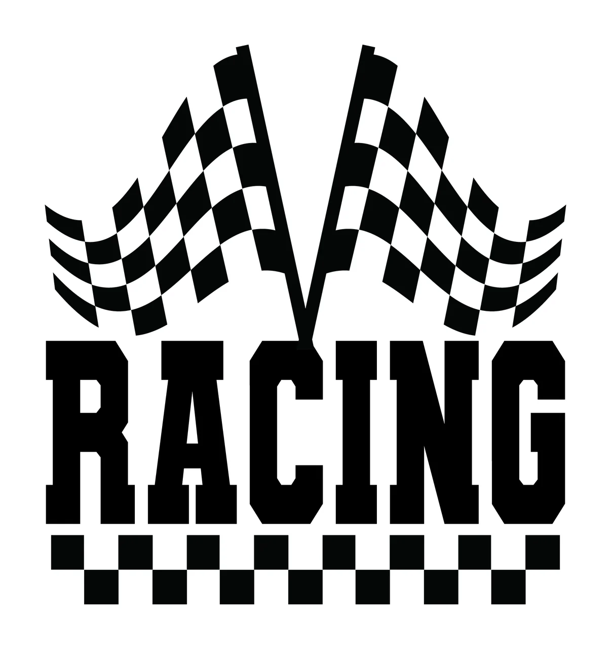 Racing Text With Dual Checkered Flags And Bottom Decorating