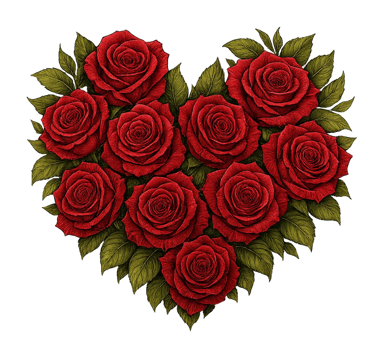 Retro Valentine Heart with Roses Coquette Valentine Flowers