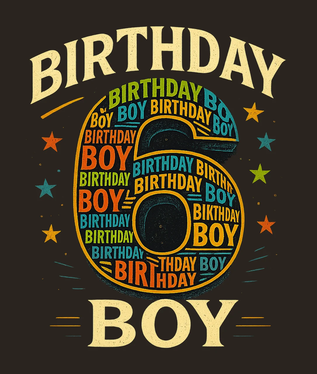 6th Birthday Boy Sublimation Design Birthday Shirt Artwork contrast preview thumbnail
