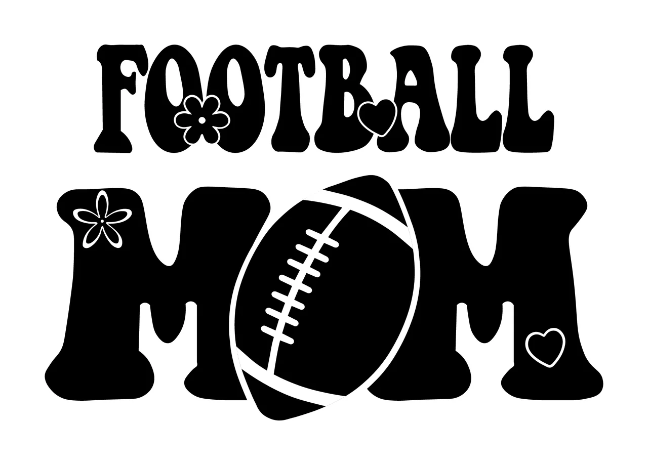 Football With Flower And Heart In Black