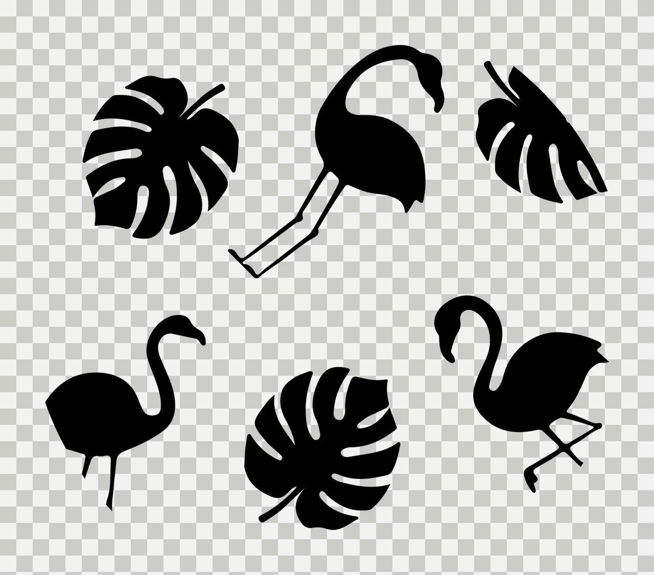 Keychain Circular Design With Flamingos And Leaves flamingo transparency and detail preview thumbnail