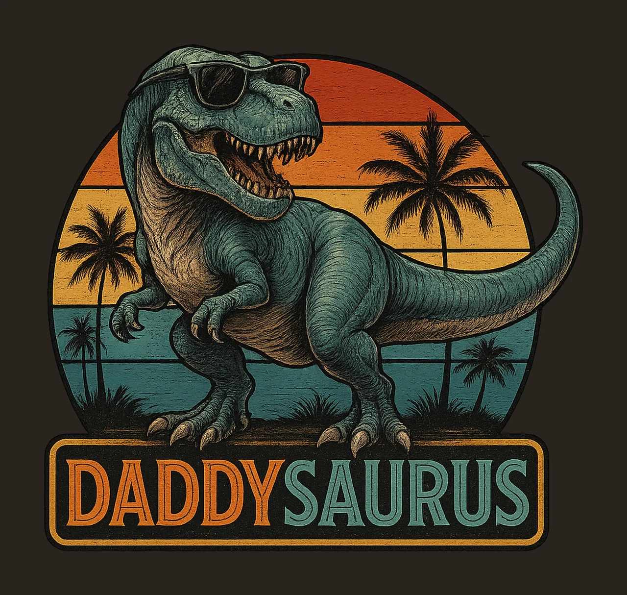 Retro Daddysaurus Papa Saurus rex Dinosaur Family Dino contrast preview thumbnail