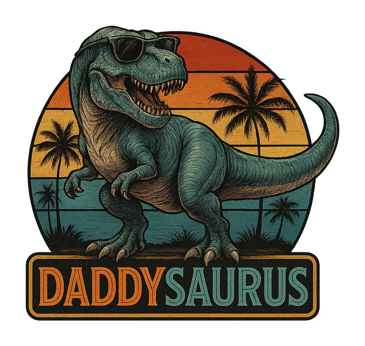 Retro Daddysaurus Papa Saurus rex Dinosaur Family Dino