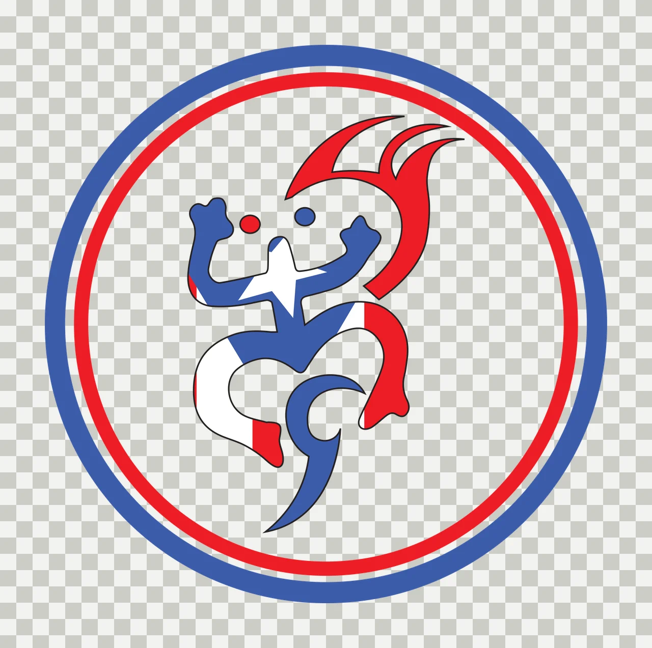 Tribal Lizard Figure Inside Circular Border Standing circle transparency and detail preview thumbnail