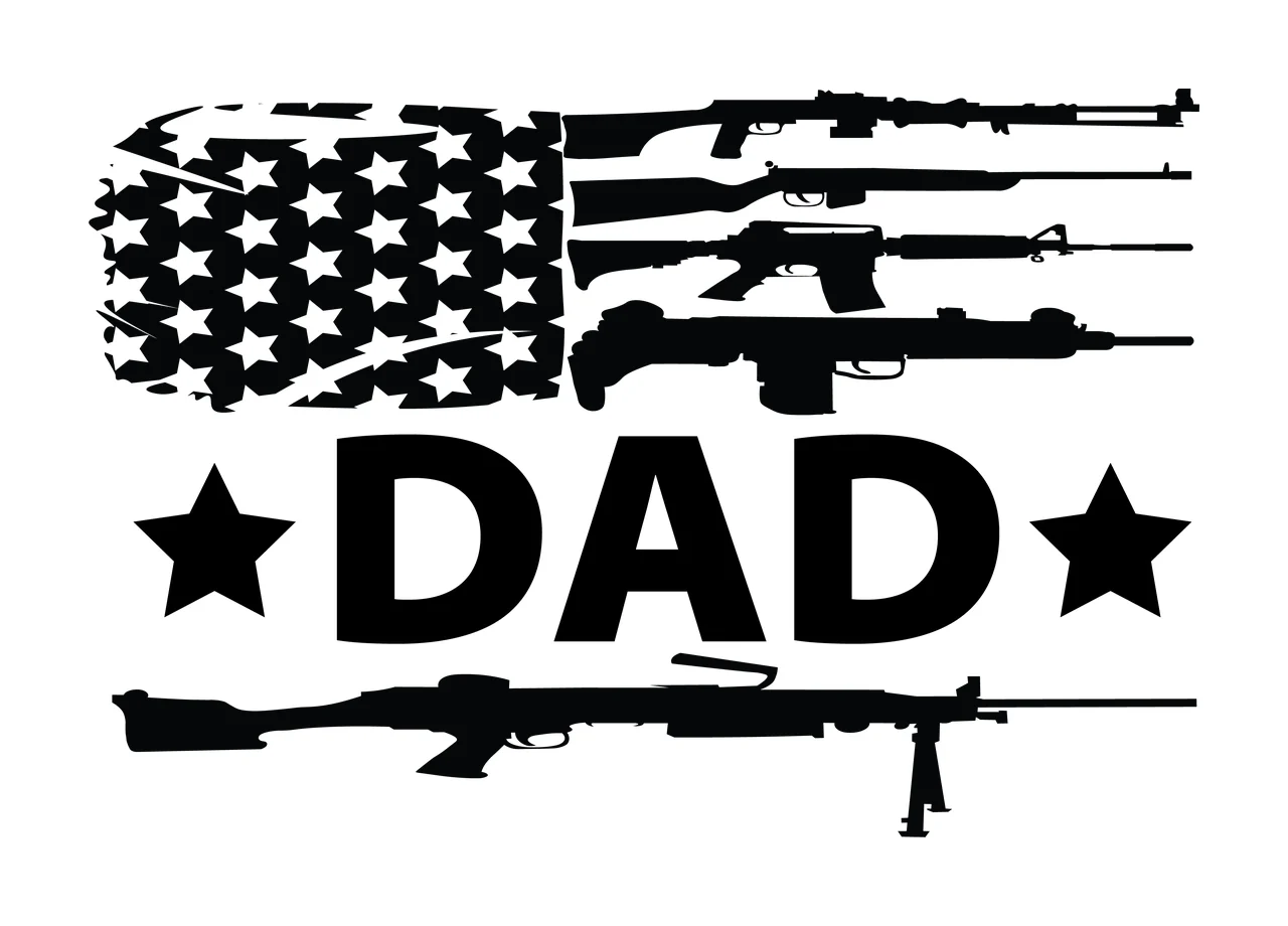 Dad Text With Firearms And Stars Decorate flag pattern graphic icon