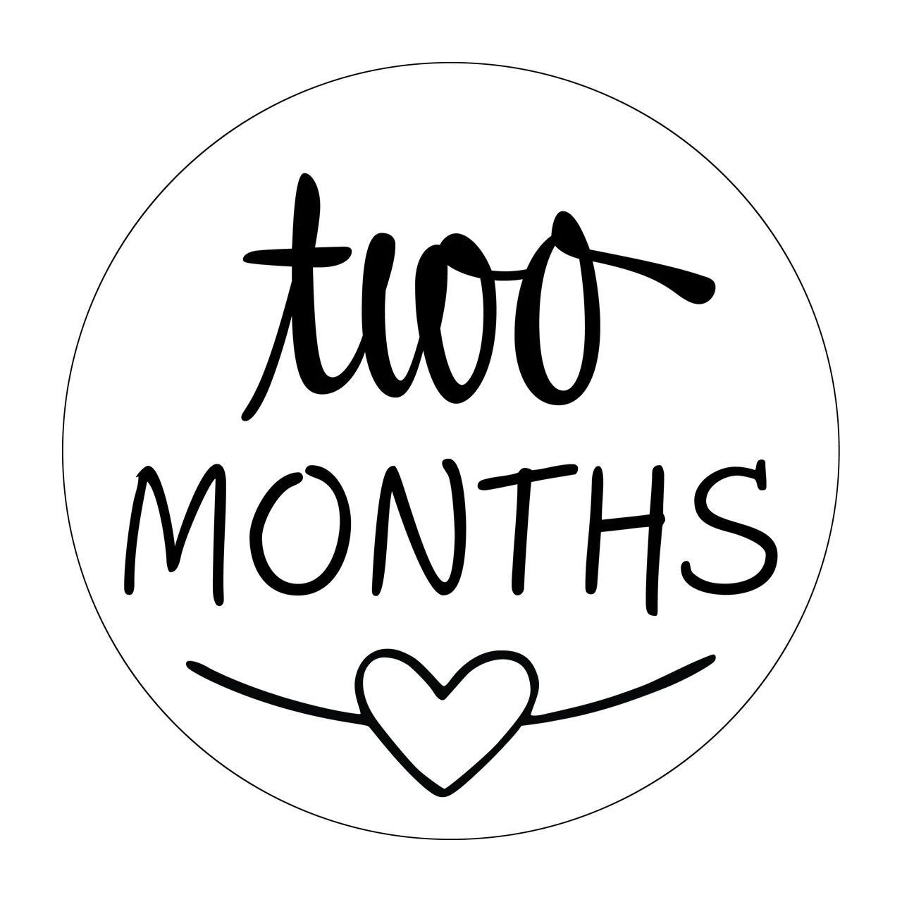 Milestone Two Months Circular Badge With Heart circle line art
