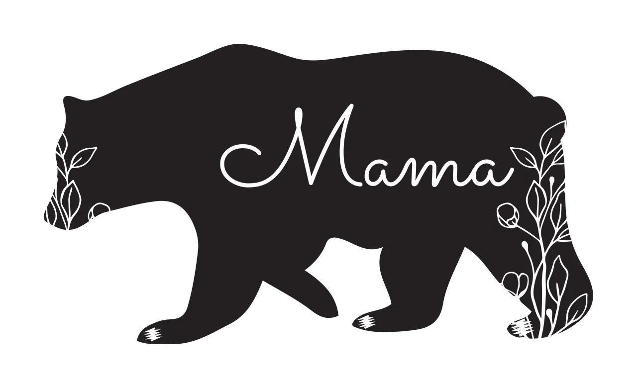 Keychain Mama Bear Circular Floral Outline walking patterns