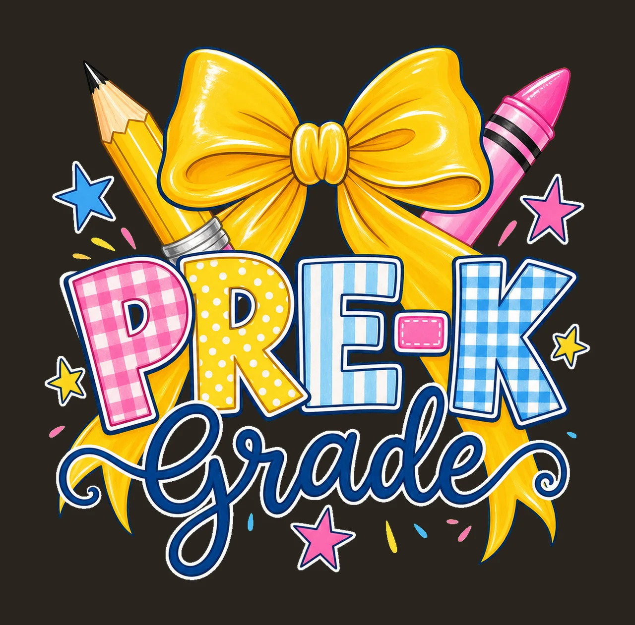 Coquette Back To School Pencil Bow Grade Variation F contrast preview thumbnail